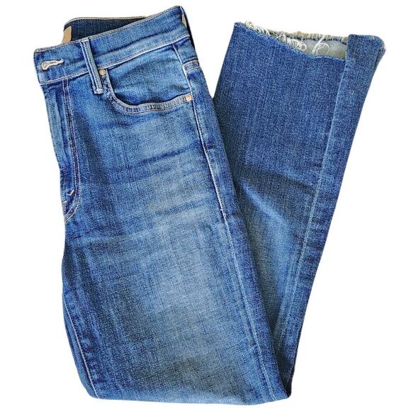 MOTHER Jeans Denim The Insider Crop Step‎ Fray High Rise Blue Wash Pants Sz 27 - Picture 4 of 11